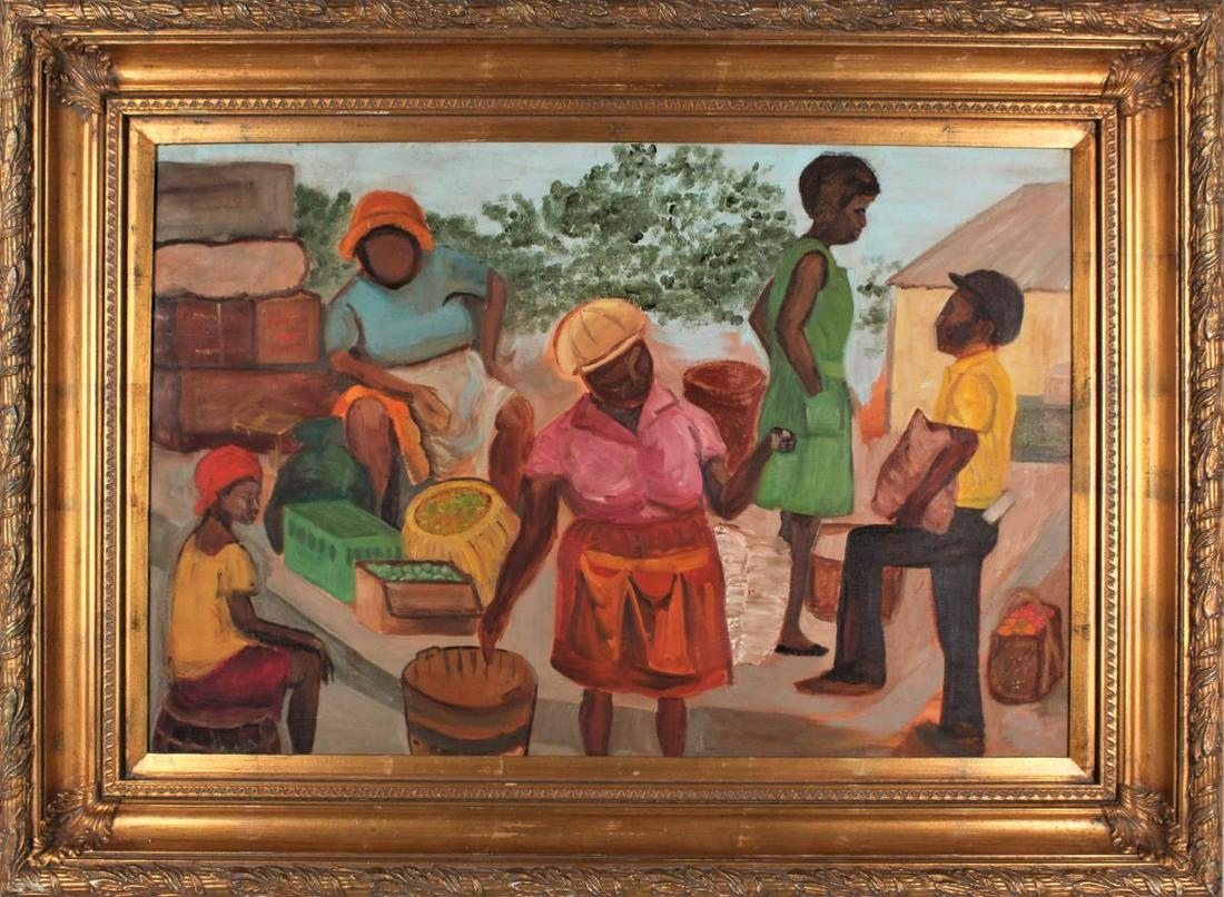 Haitian Market Scene Signed Mac Donald (1 of 3)