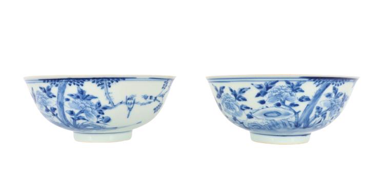 2 Chinese Blue/White Porcelain Bowls, 20th C. (1 of 10)