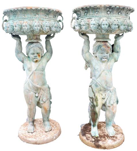 Pair of 20th Century Bronze Cherubim Planters (1 of 19)