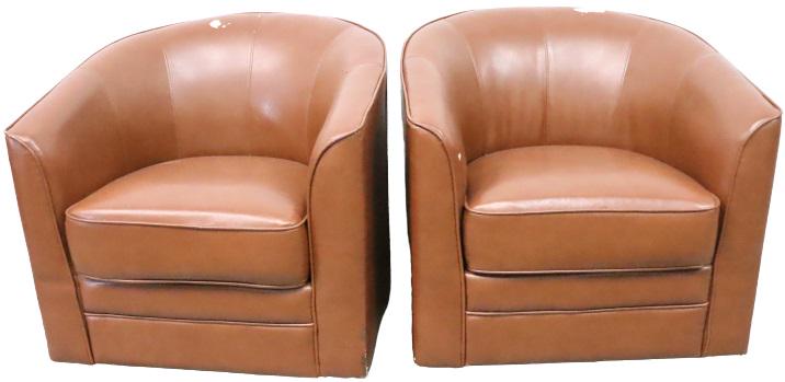 Pair of Faux Leather Barrel Chairs (1 of 15)