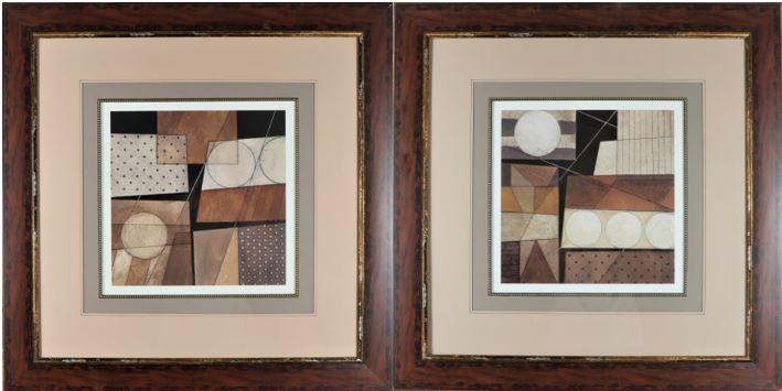 Pair of Framed Geometric Abstract Prints (1 of 7)