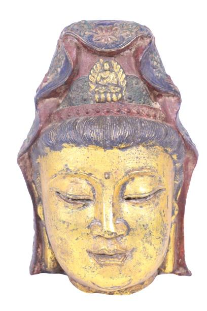 Chinese Gilded Bronze Buddha Head (1 of 10)