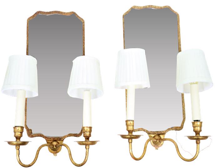 Pair of Two-Branch Mirror Sconces (1 of 12)