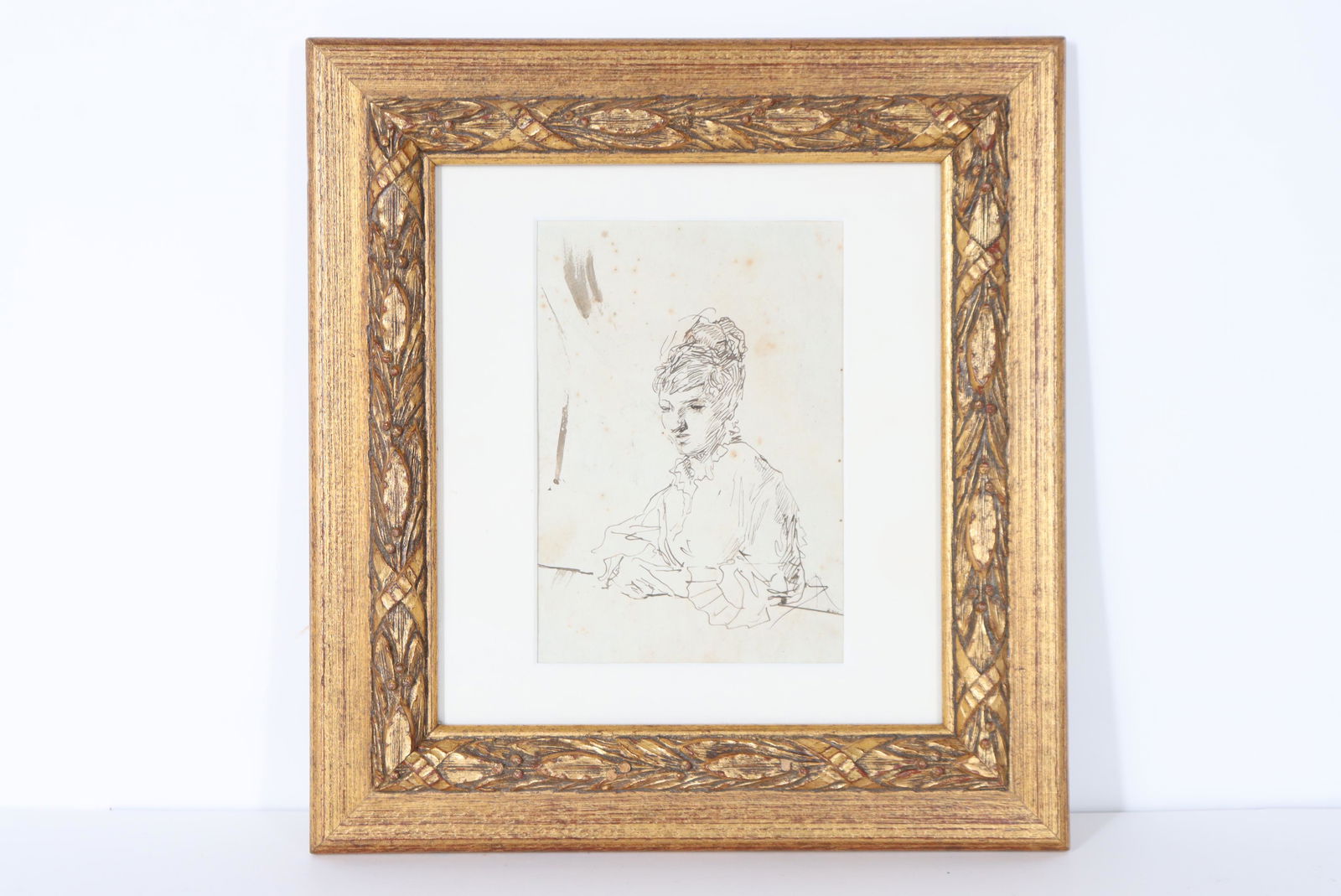 Ink Drawing of a Female Figure, Early 20th C (1 of 3)