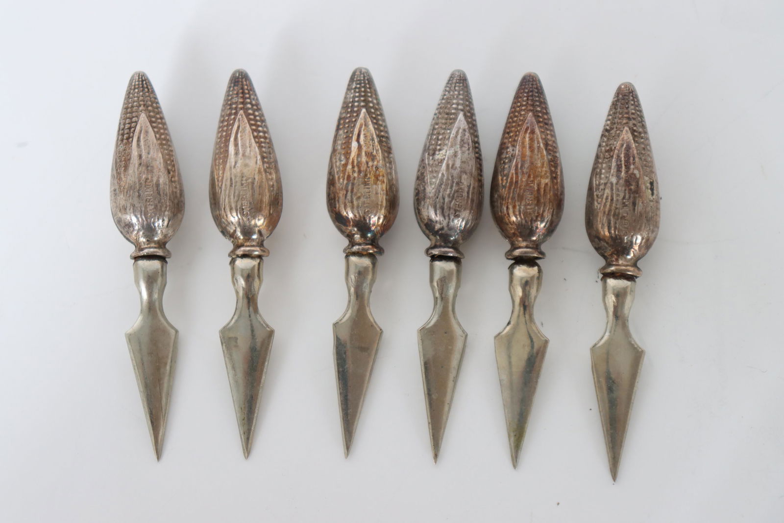 Rare Vintage Set of (6) Sterling Corn Holders (1 of 2)