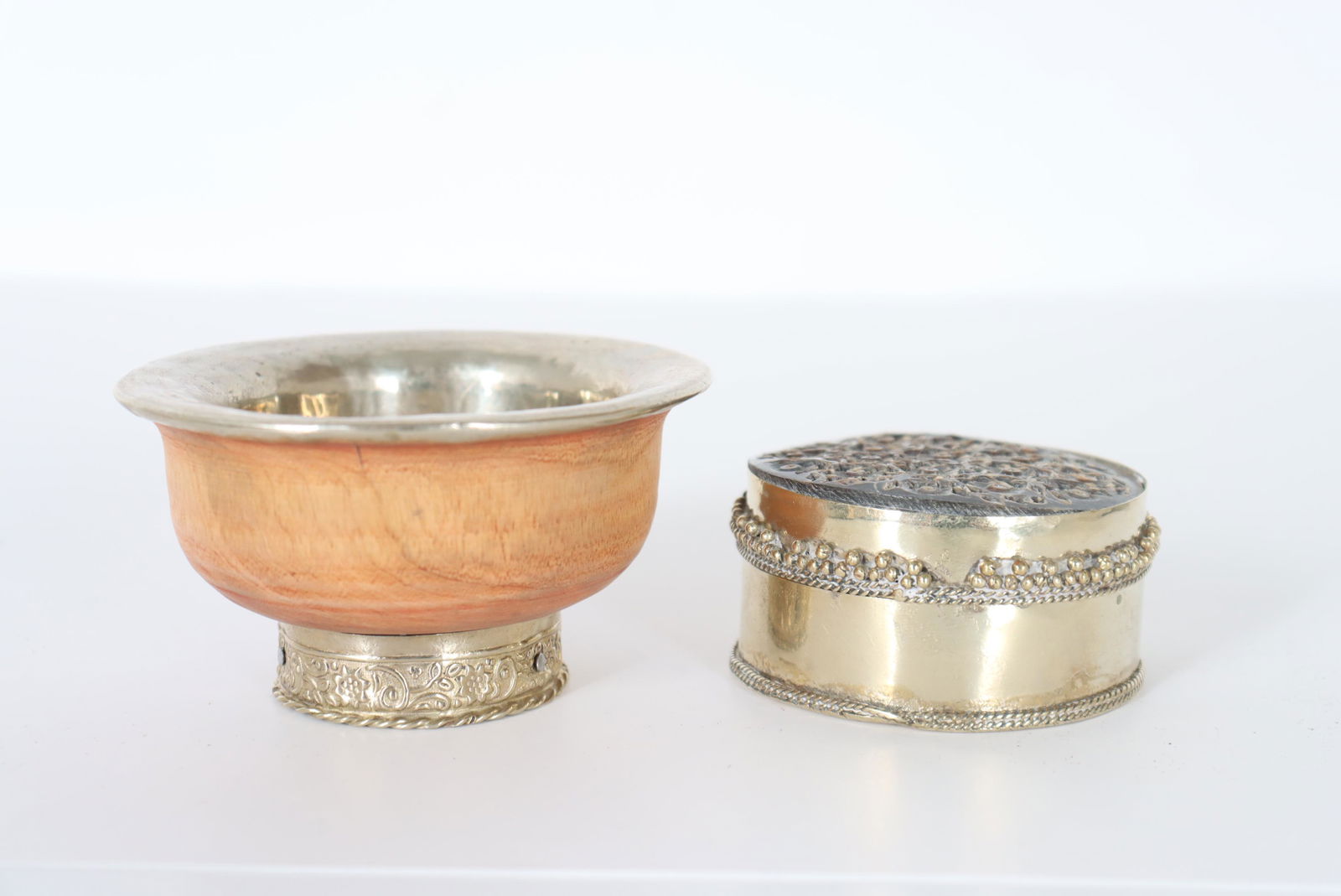 Tibetan Ceremonial Silver Plated Drinking Cup /Box (1 of 4)