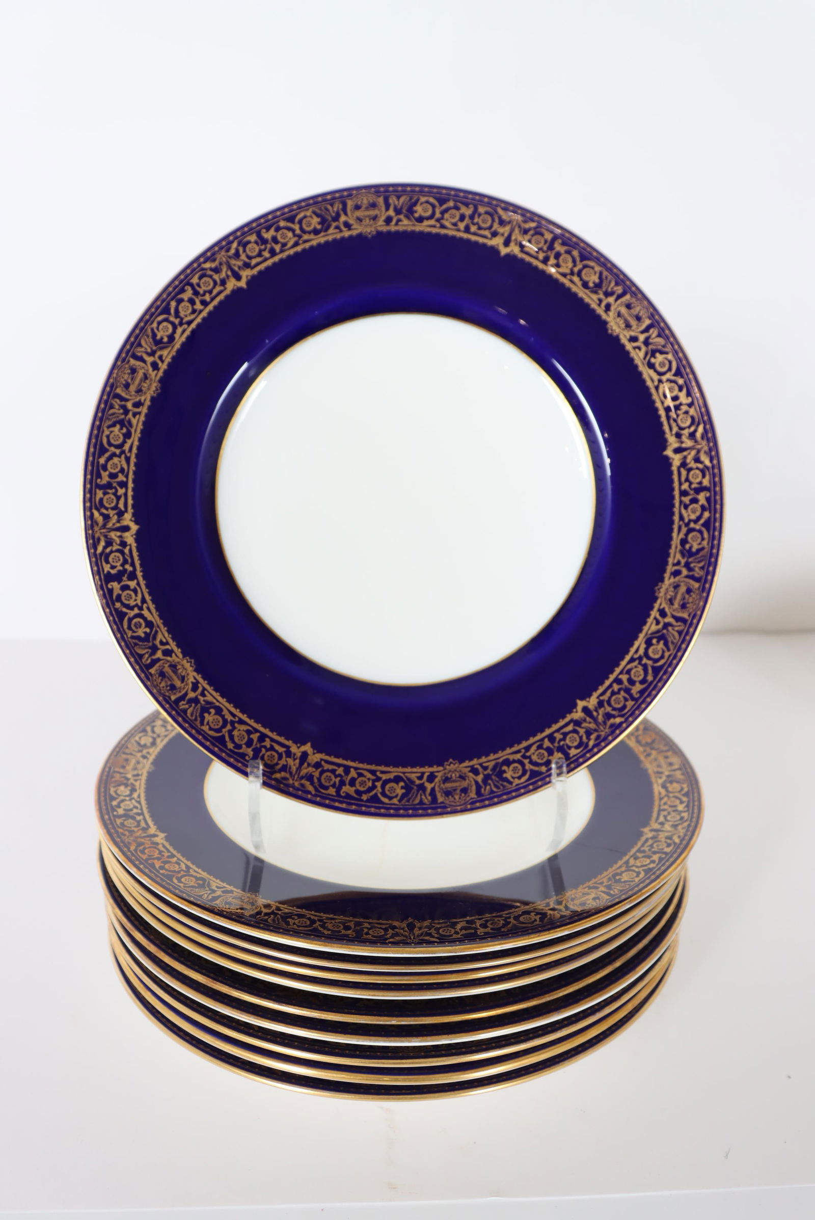 Set of (10) English Minton Cobalt & Gilt Plates (1 of 4)