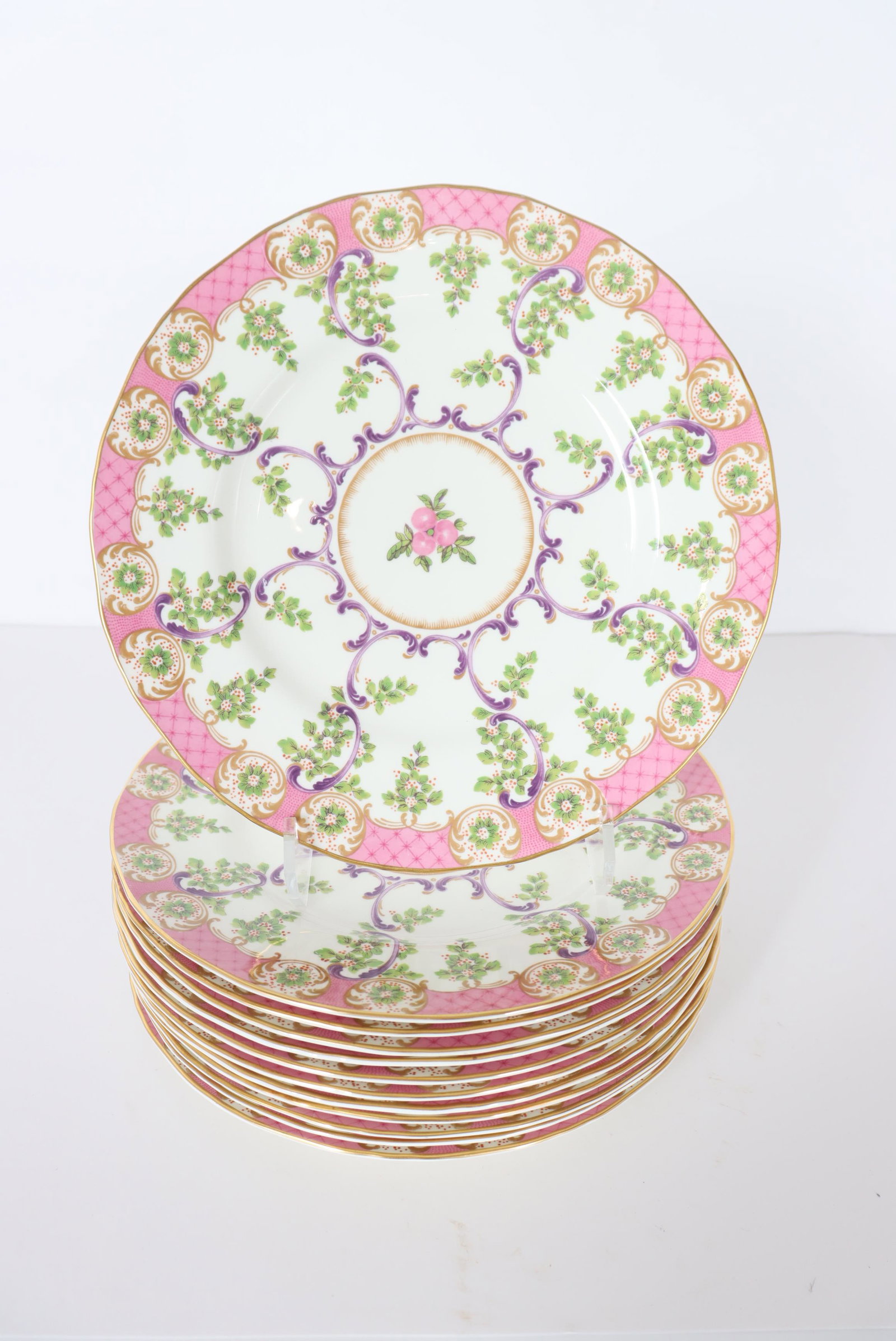 Set 12 English Worcester (Cradley) Dinner Plates (1 of 5)