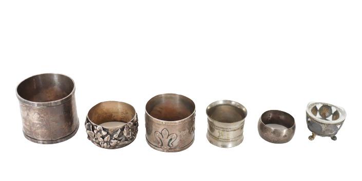 (5) Silver Napkin Rings and a Footed Silver Dish (1 of 10)