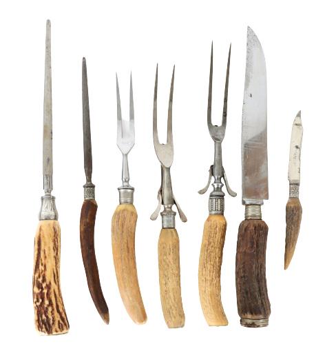 (7) Lot Vintage Carving Implements w Horn Handles (1 of 9)