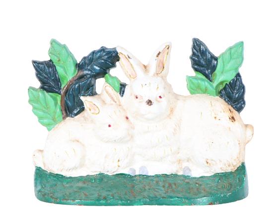 Antique Cast Iron Doorstop of Rabbits (1 of 8)