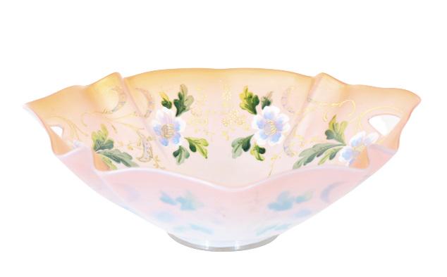 English Enameled Satin Glass Bowl, James Powell (1 of 8)