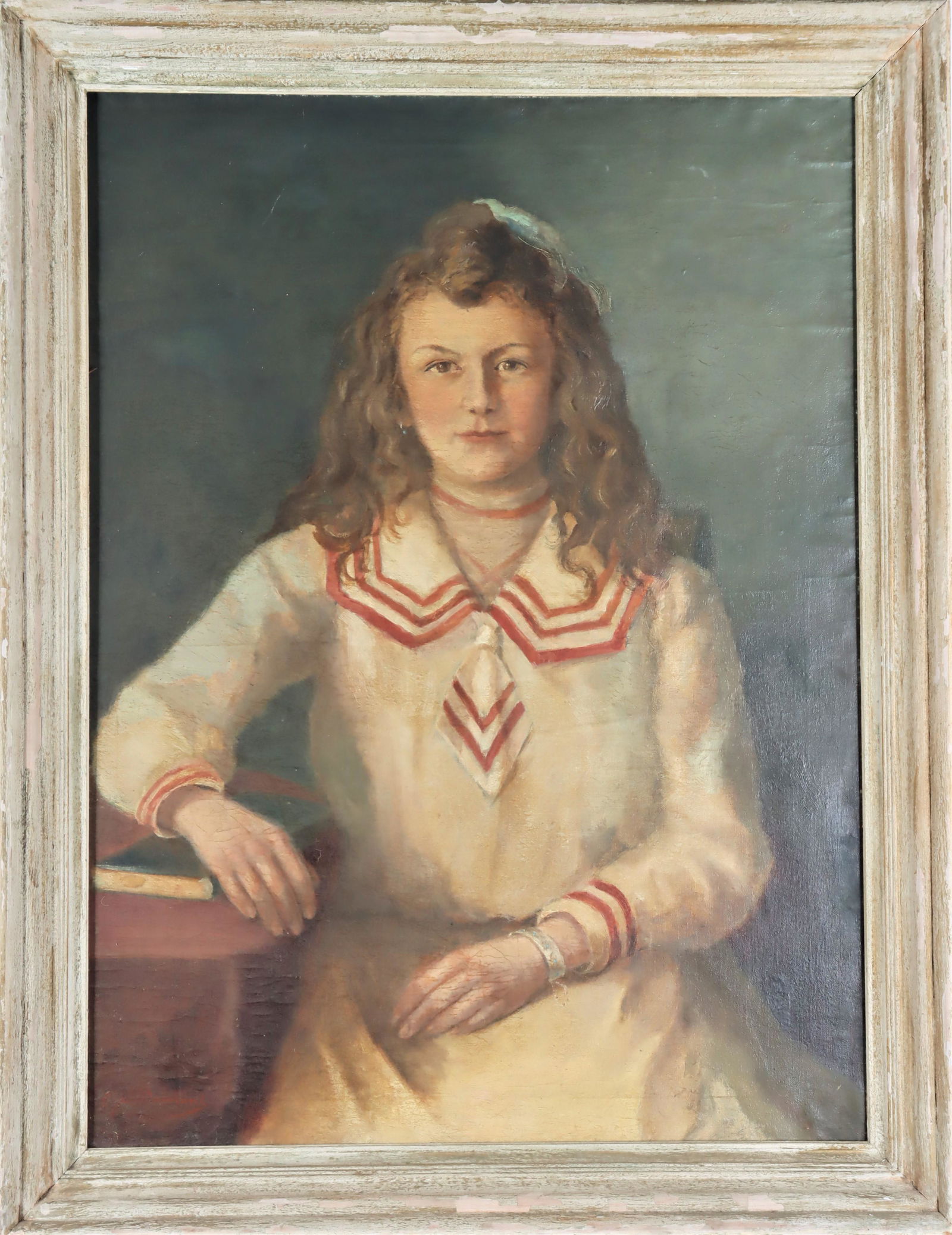 Portrait of Young Girl, Signed, Oil on Canvas (1 of 4)