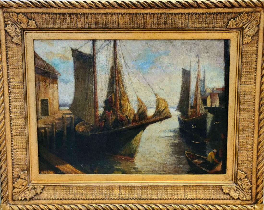 American Antique Oil Painting, Gloucester (1 of 5)