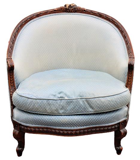 Antique Upholstered Demilune Chair (1 of 8)