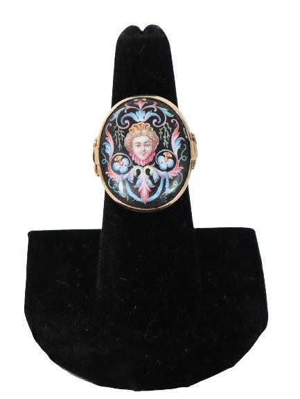 Vintage Hand Painted Porcelain and Gold Ring (1 of 5)