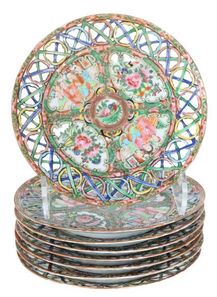 (8) Chinese Rose Medallion Reticulated Dishes (1 of 5)