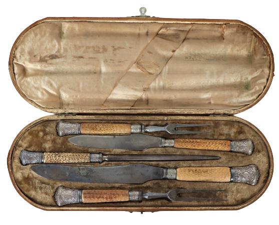 (5) Piece Set of Antler Handle Carving Set (1 of 13)