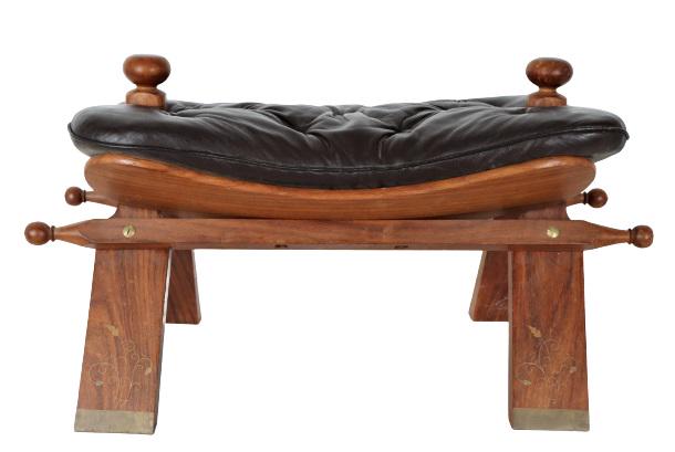 Black Leather Camel Stool (1 of 8)