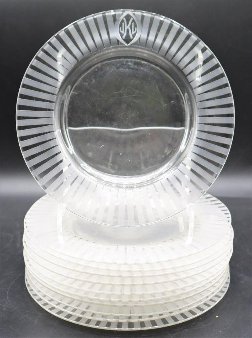 (11) Set of Monogrammed Clear Crystal Plates (1 of 3)