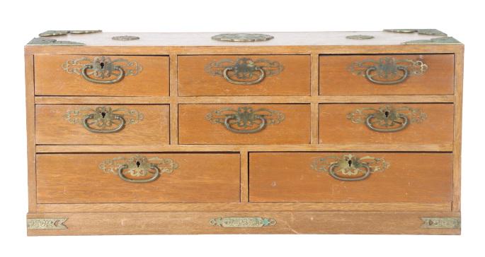 Large Asian Brass Bound Jewelry Box (1 of 12)