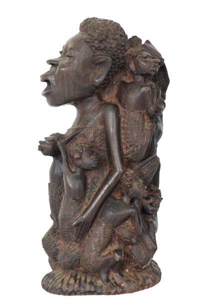 African Carved Ebony Sculpture of Mother and Child (1 of 11)