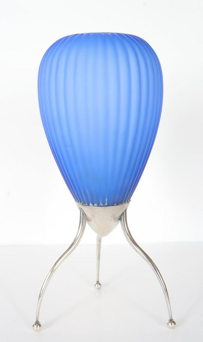 Art Deco Blue Glass Vase on Tri-Footed Base (1 of 5)