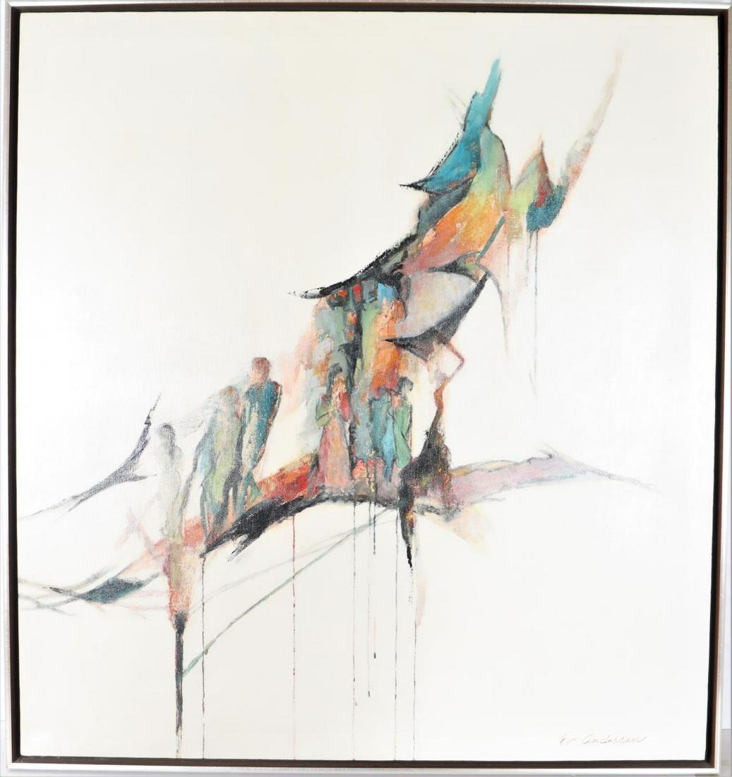 Abstract Figural Landscape, Signed Oil on Canvas (1 of 4)