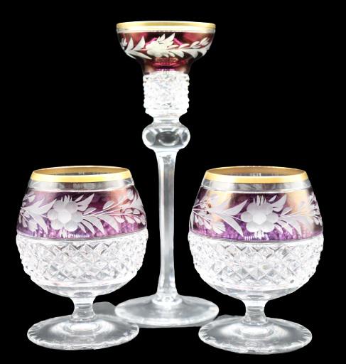 (3) Western Germany Cut To Clear Candle Holders (1 of 10)