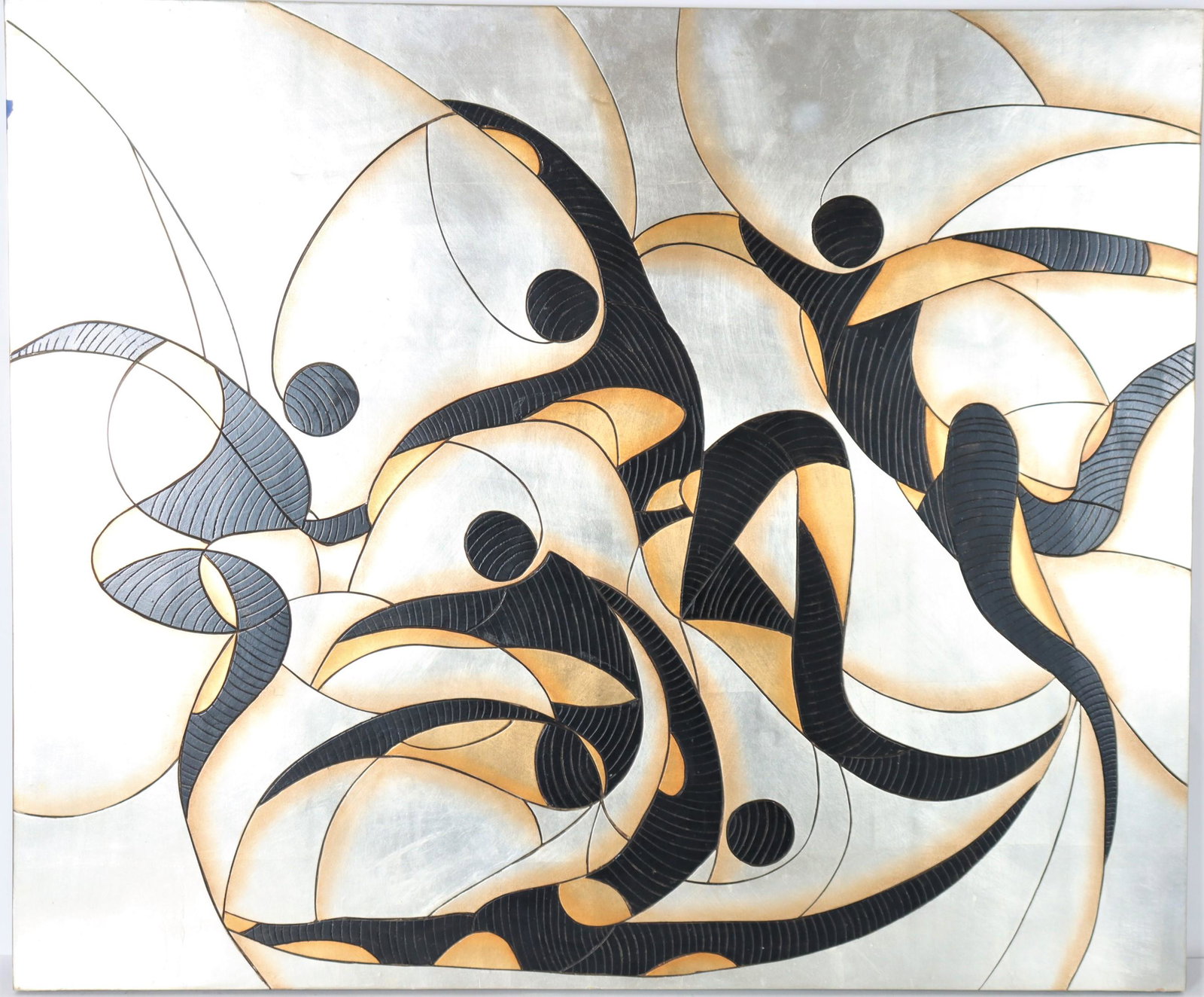 Stylized Figures on Painted Board (1 of 2)