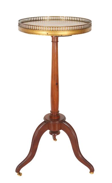 Antique Round Brass & Wood Tripod Side Table (1 of 7)