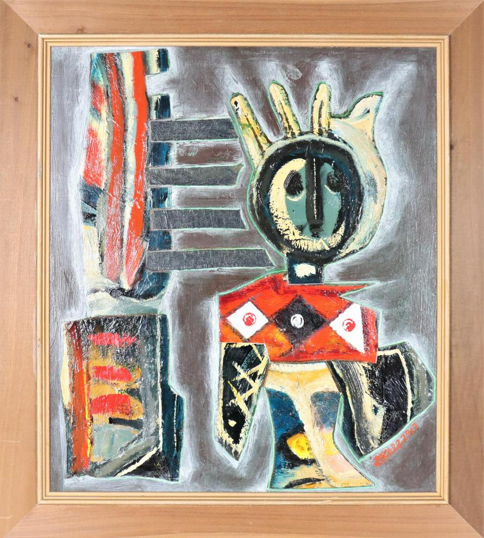 Contemporary Modernist Figural Abstract,Signed O/B (1 of 4)