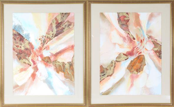 Pair of Contemporary Watercolor Collages, Signed (1 of 11)