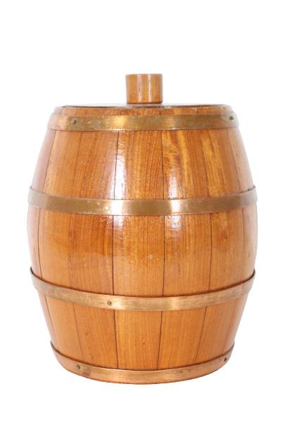 Small Lidded Wooden Barrel w Copper Bands (1 of 7)