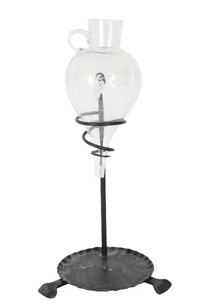 Vintage Metal Candleholder with Glass Amphora Vase: Unusual antique piece, glass and metal.Size: 10 x 8 1/2 x 18 in. Please contact Nic at Info@premiershipment.com for an estimated shipping quote prior to bidding. Please note that all items are sold as