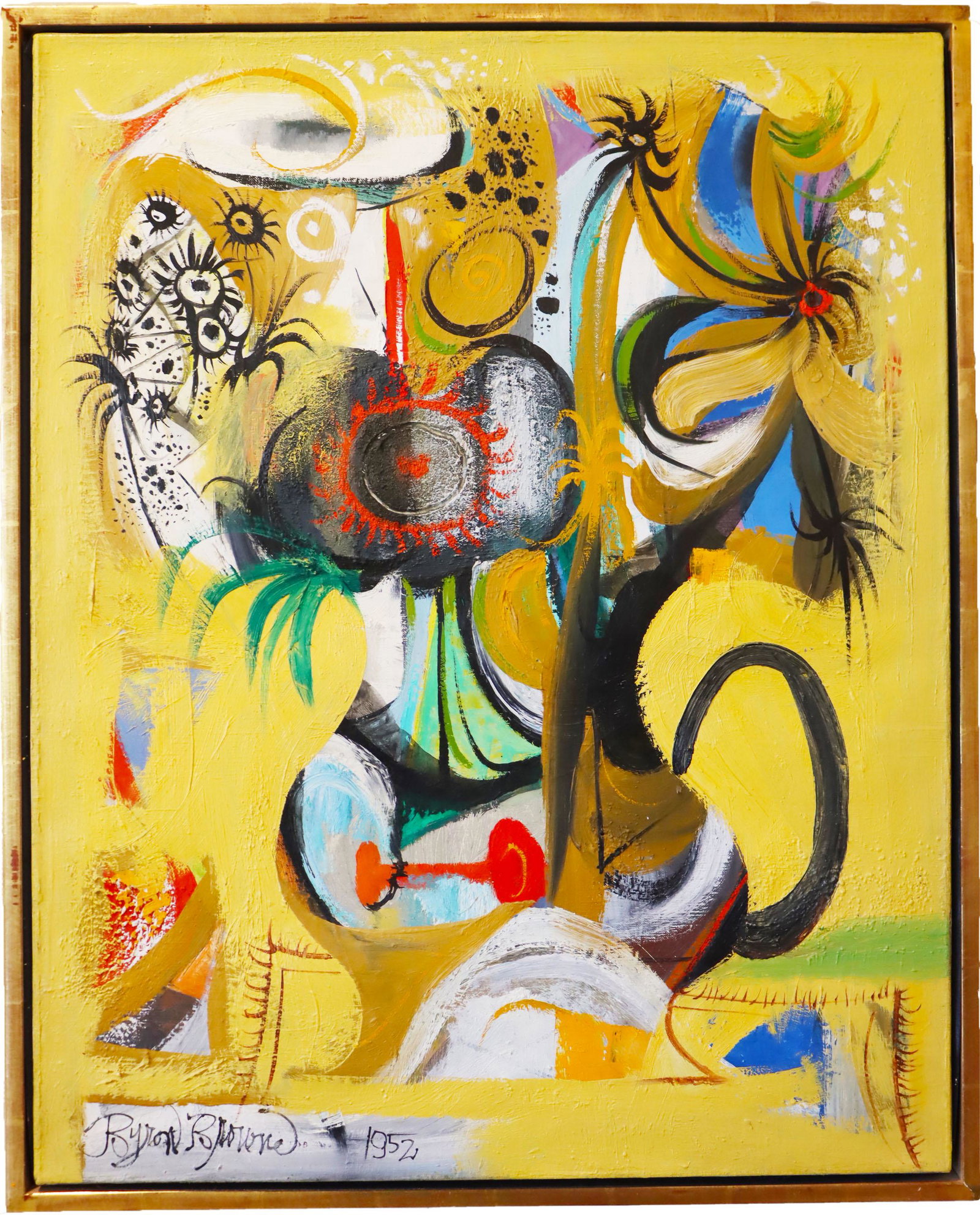 Byron (George Byron) Browne (1907-1961) Sphinx: Titled Sphinx. Signed and dated lower left. Signed and titled verso and dated 1952. Bryon Browne was a central figure in the modernist NY art scene in the 1930's and was a founding member of the Ameri