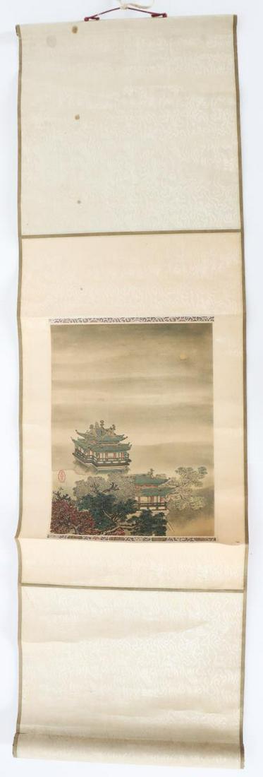 Chinese Landscape Scroll w Pagoda (1 of 9)