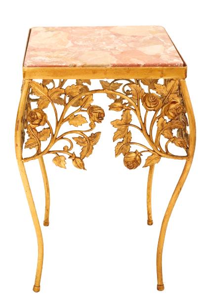 French Floral Gilt & Marble Top Side Table (1 of 11)