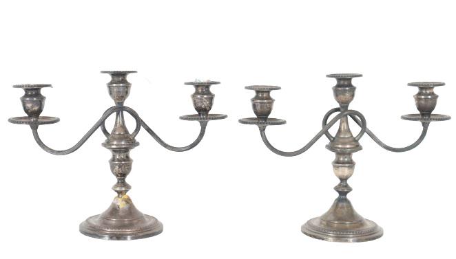 Pair of Sterling Silver Candelabras, Weighted (1 of 12)
