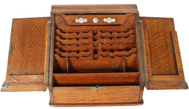 Large English Oak Slant Front Desk Organizer (1 of 10)