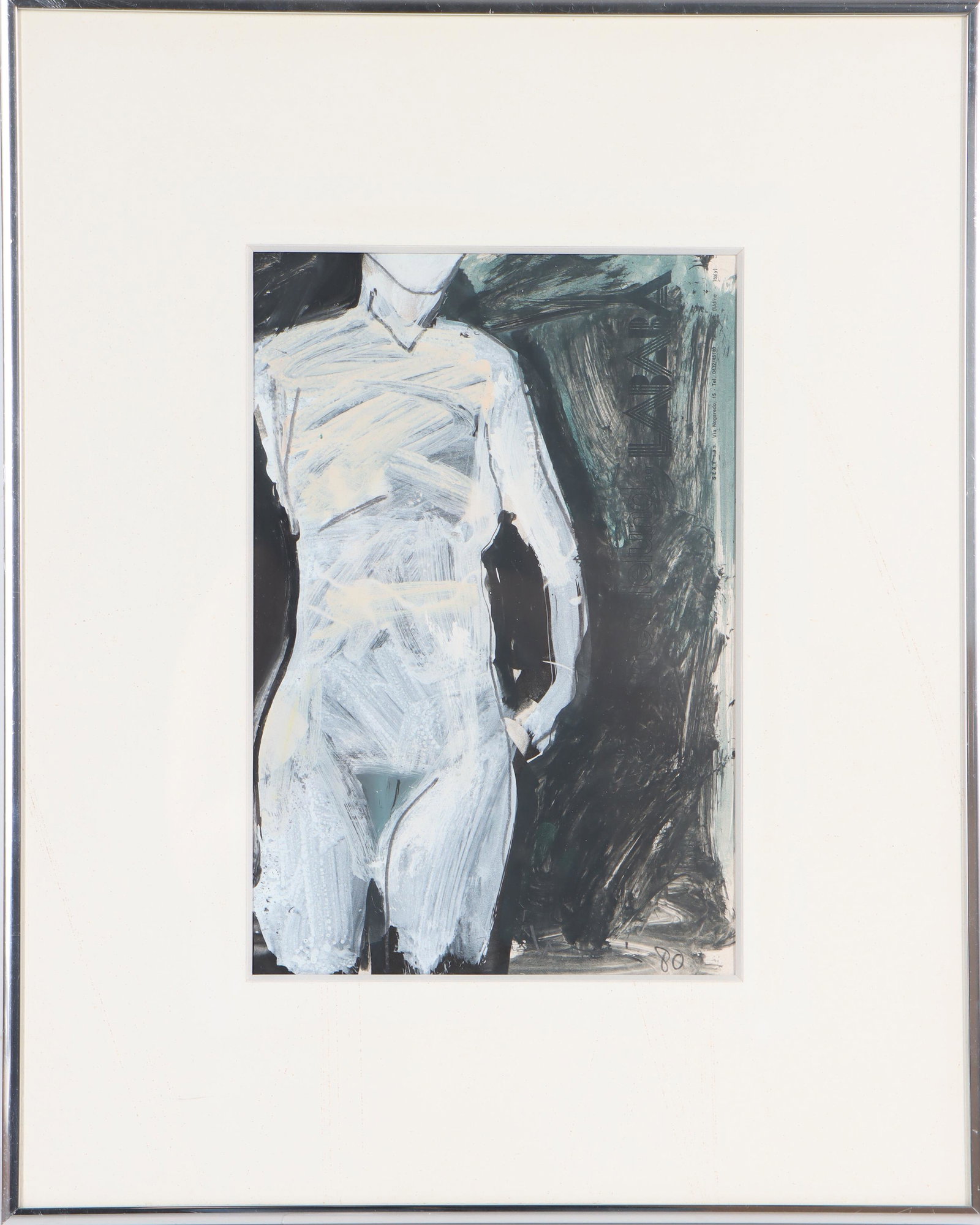 Manuel Neri (b 1930) American, MM/Paper: Titled, "Gesture Study No. 44", mixed media on paper, abstract nude, 1980. Manuel Neri was born in Sanger, California, and studied at the California College of Arts and Crafts, and in San Francisco at