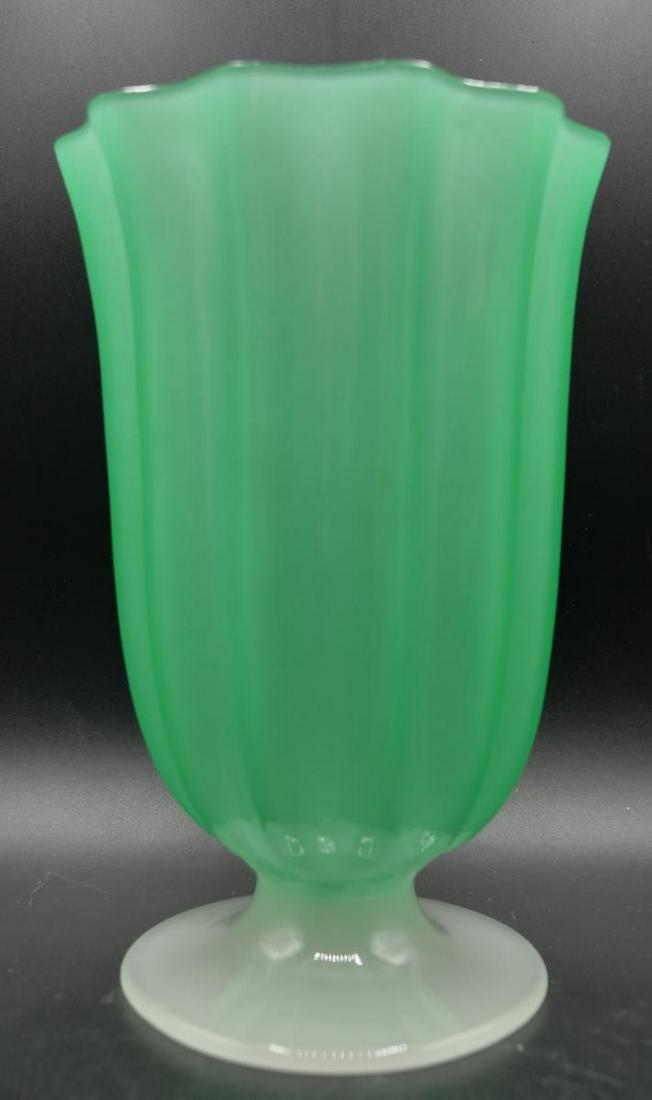Steuben Green Jade & Alabaster Footed Vase (1 of 4)