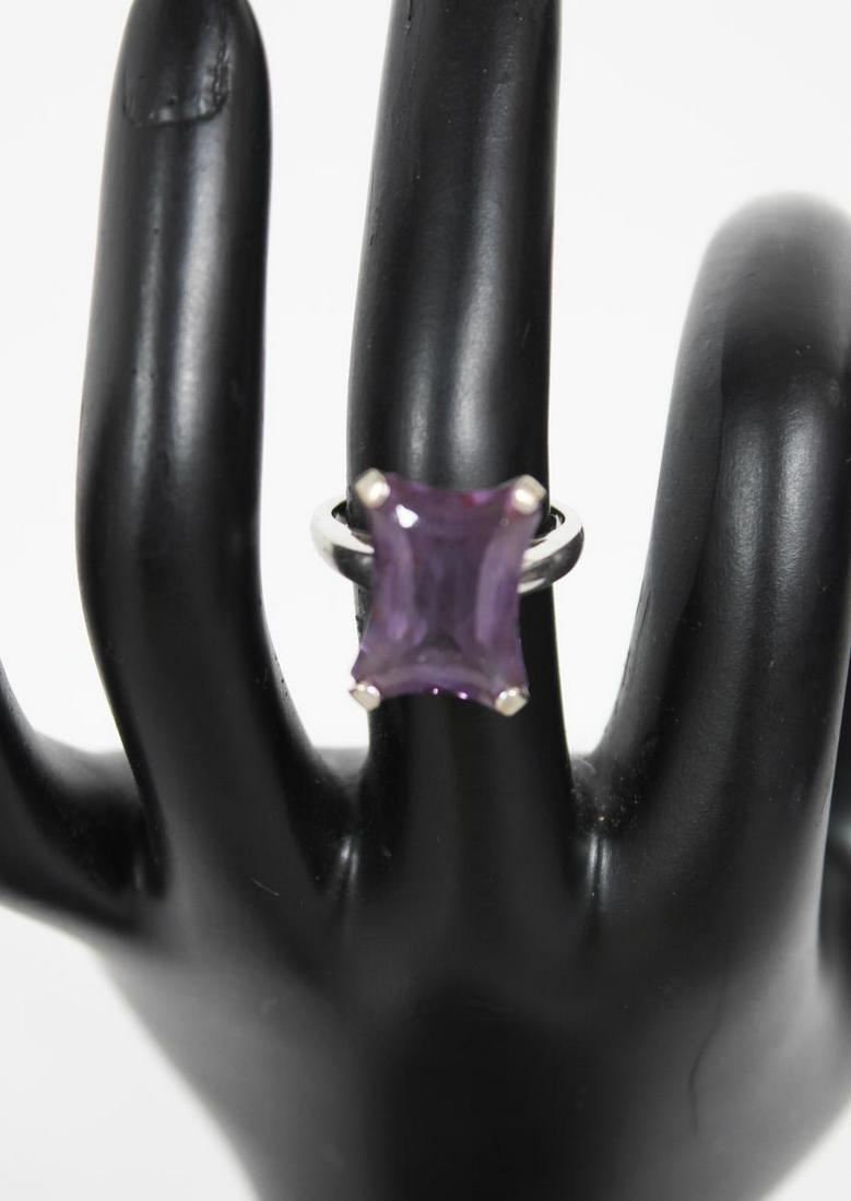 Vintage Amethyst White Gold Ring Emerald Cut 10k (1 of 4)
