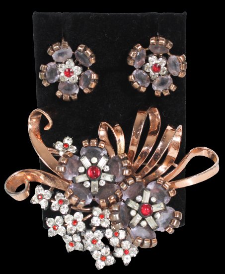 Pennino Sterling & Rhinestone Large Pin & Earrings (1 of 7)