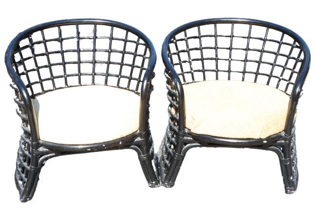 Pair of Rattan Open-Work Barrel Chairs (1 of 6)