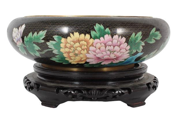 Large Chinese Cloissone Center Bowl w Stand (1 of 13)