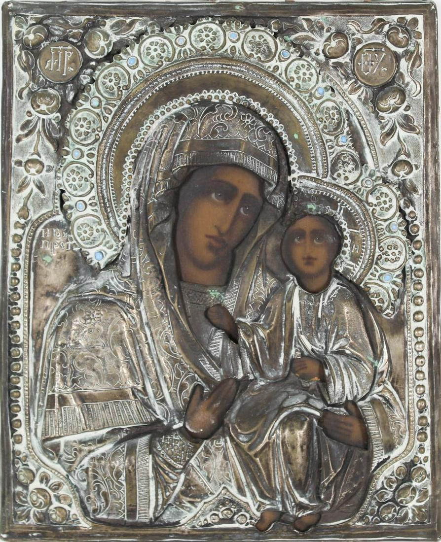 Antique Russian Icon Feodorovskaya, Mother of God (1 of 2)