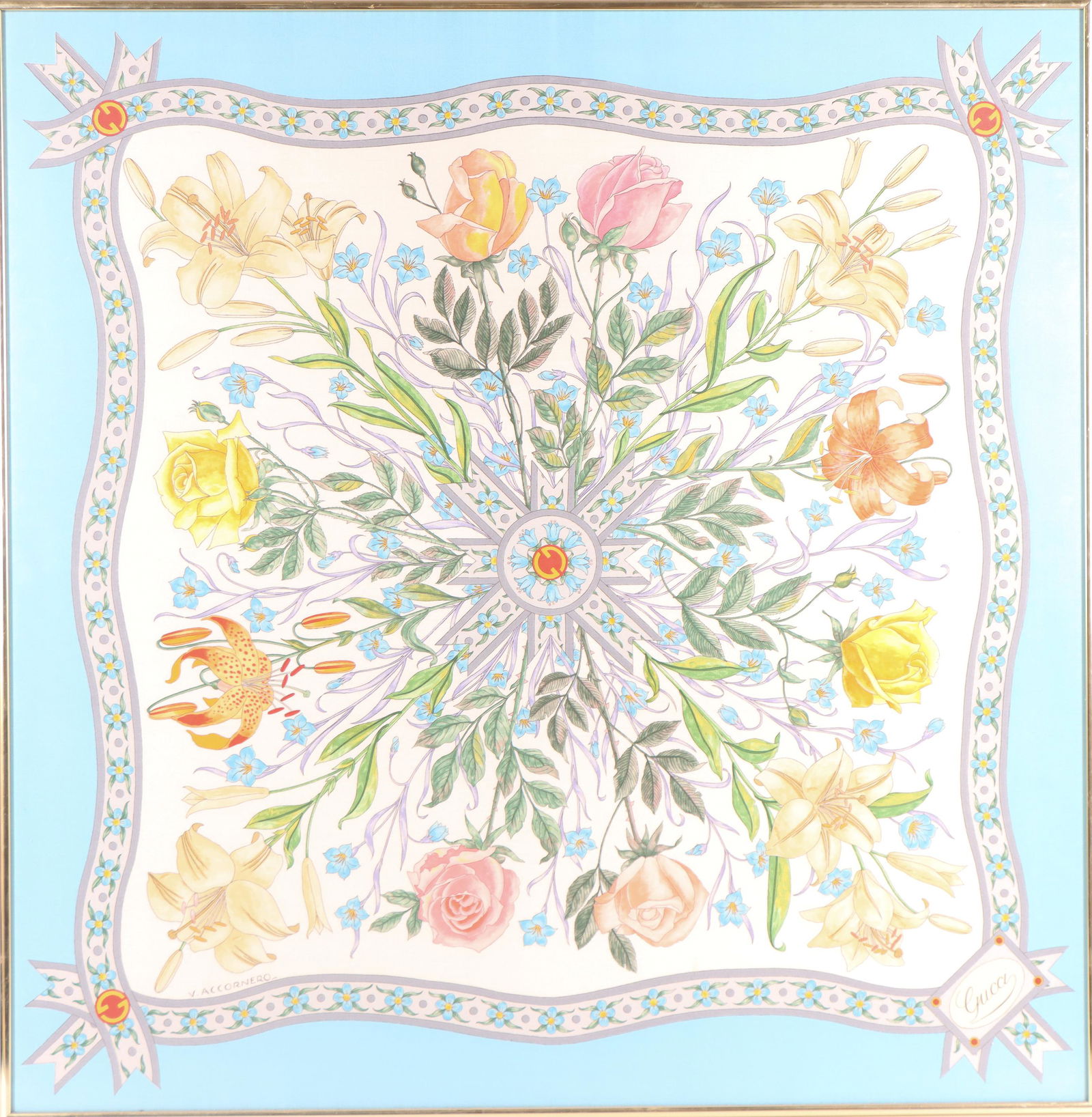 Rare Gucci V. Accornero Framed Silk Scarf (1 of 4)