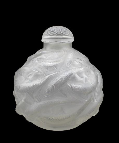 Lalique Frosted Fish "Oleron" Vase & Stopper (1 of 7)