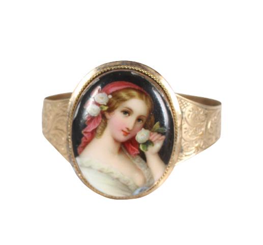 14k Gold Victorian Bracelet w Portrait of a Woman (1 of 4)